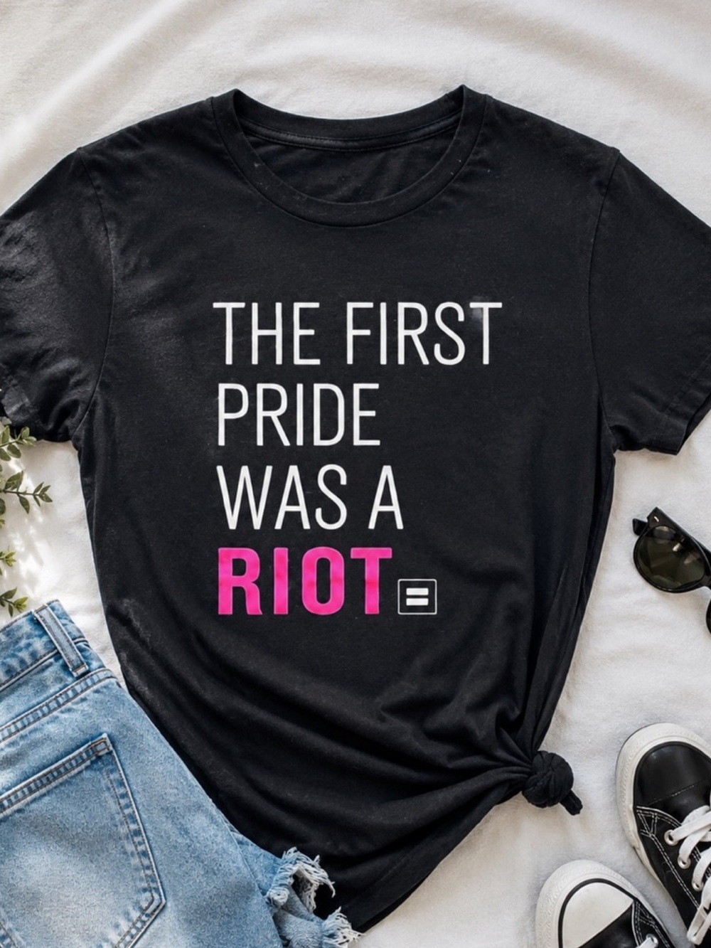 First Pride Was a Riot Graphic Tee LGBTQ Stonewall Protest Shirt Black Soft Sz M
